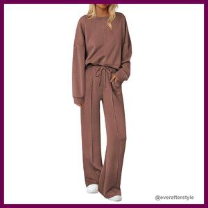 Cozy Oversized Pajama Set Long Sleeve Loungewear with Pockets Minimal Chic